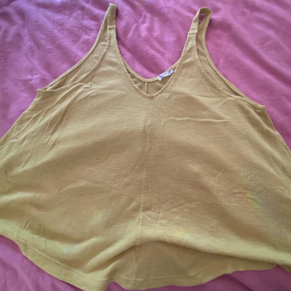 Free People Yellow Ribbed Knit Tank